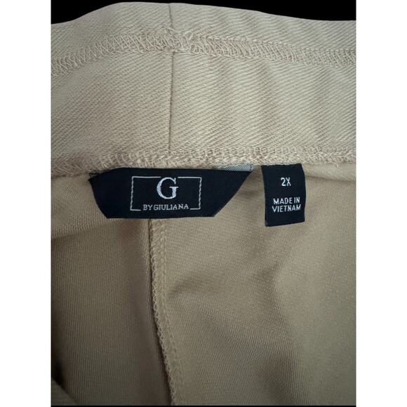 G by Giuliana Capucno Beige Ponte Knit Pull-On Pants Front Slits Women's 2X NWT - Picture 8 of 9